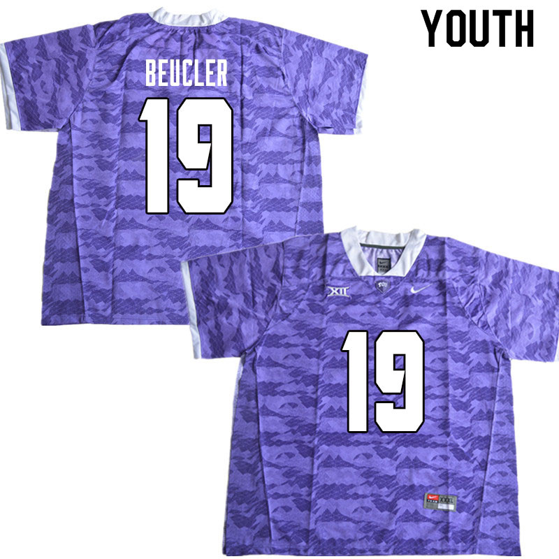 Youth #19 Grant Beucler TCU Horned Frogs College Football Jerseys Sale-Limited Purple
